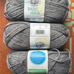 Lion Brand Basic Stitch Anti-Microbial Yarn - Gray